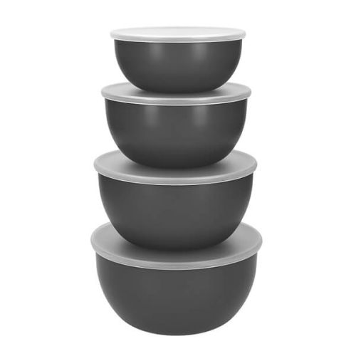 KitchenAid Meal Prep Bowls with Lids, Set of Four, Charcoal Grey, Sleeved