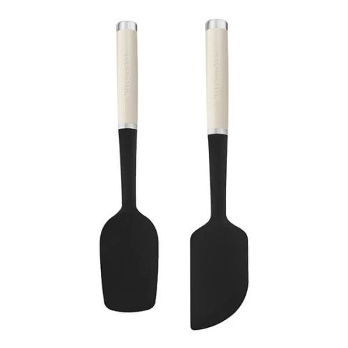 KitchenAid 2pc Silicone Spoon and Spatula Set, Almond Cream, 30cm Carded
